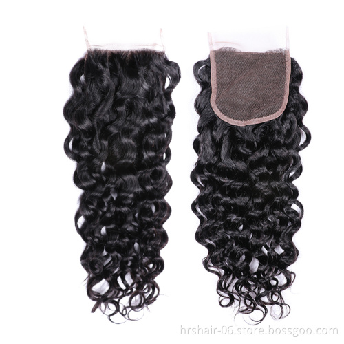 Brazilian Virgin Hair Water Wave Bundles With Closure 4 Pcs Lot Brazilian Hair Weave Wet And Wavy Human Hair 3 Bundles With Lace